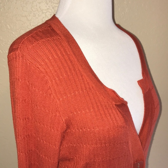 VERVE Thinly Cable Knitted Orange Cardigan Sweater - Picture 2 of 6